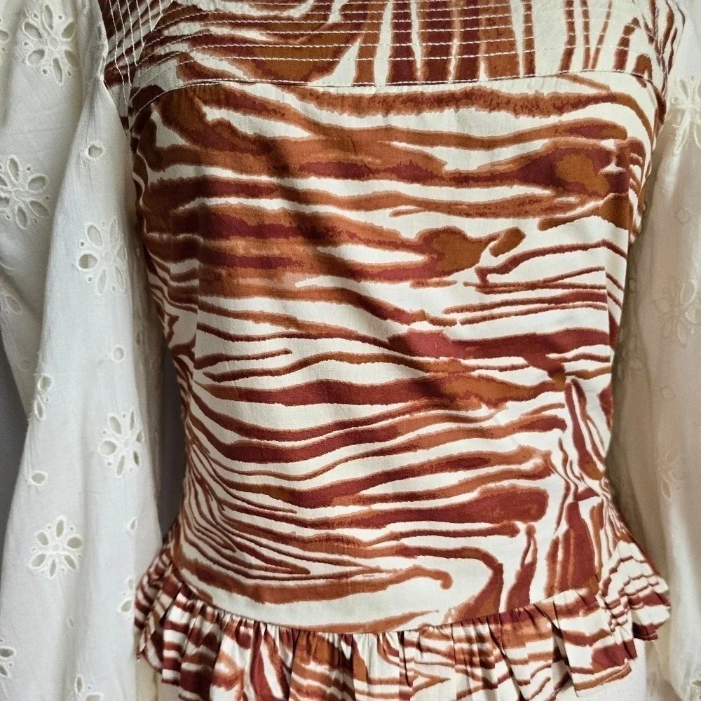 Anthropologie NEW Love the Label Chaka Smocked Eyelet Puff Sleeve Top SZ Medium